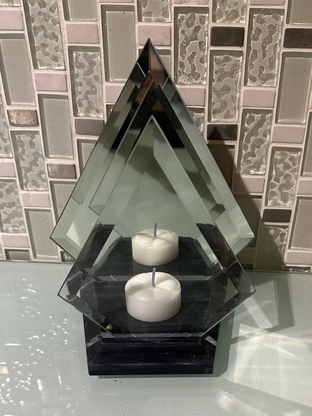 PartyLite mirrored glass